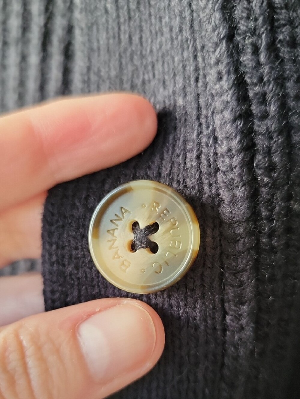 Banana Republic Black Ribbed Button-Up Cardigan - Picture 3 of 4